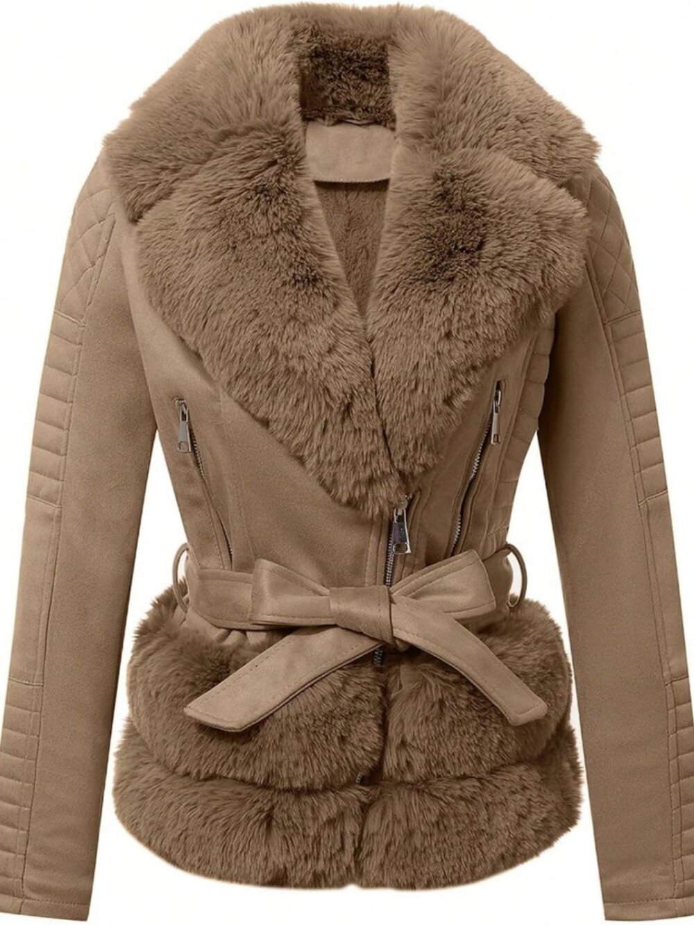 Chic Women's Faux Leather Moto Jacket | Stylish Suede Biker Coat for Fall